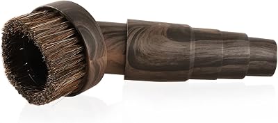 KAFEEK Vacuum Brush Wood Grain Round Horse Hair Dust Brush 1.25 Inch Small Dust Cleaner Attachment Soft Bristle Compatible with Universal Connector for 25mm1, 32mm1-14, 35mm1-38 Hose
