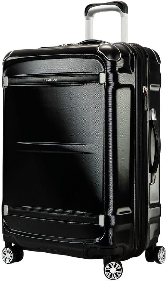 Ricardo Beverly Hills Rodeo Drive 2.0 Hardside 4 Wheel Spinner, TSA Lock, Lightweight Suitcase, Unisex, Stylish, Black, 25-Inch Checked-Medium