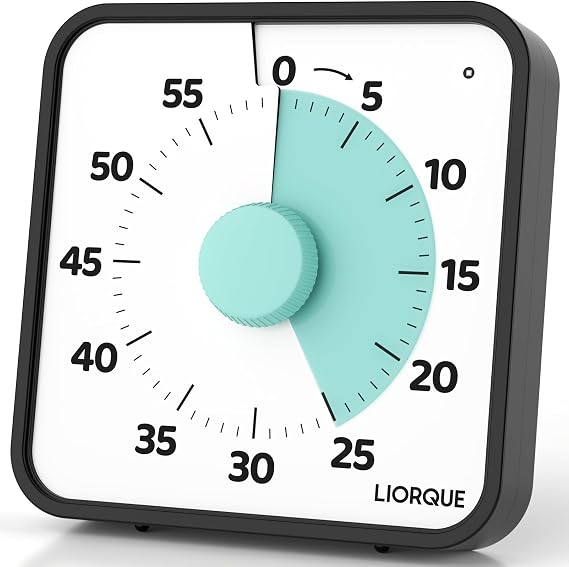 LIORQUE 7.5-Inch Large Visual Timer, 60-Minute Classroom Timer Magnetic | Non-Ticking, 3-level Volume, 3 Alarm Modes, Kids Countdown Timer for Classroom Kitchen Office ADHD, AA Batteries Included