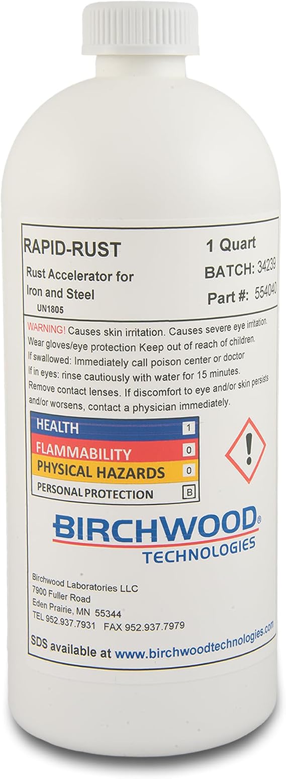 Rapid-Rust Accelerator by Birchwood Technologies - Oxidizing Liquid to Create Rusty Weathered Look on Steel and Iron