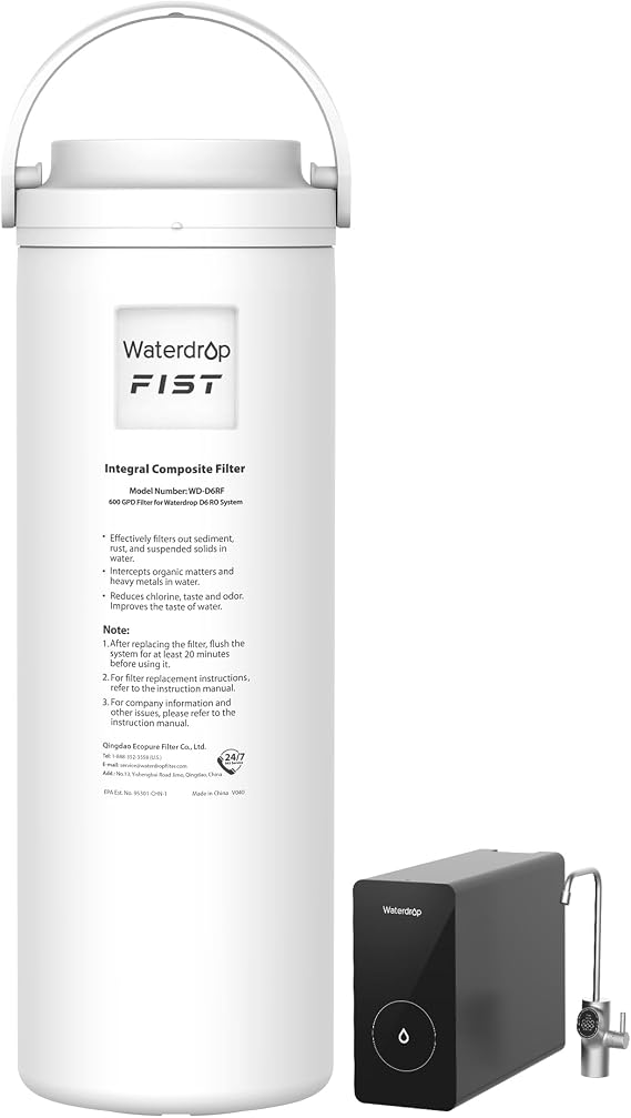 Waterdrop D6RF Filter, Replacement for D6 RO System, 1-Year Lifetime