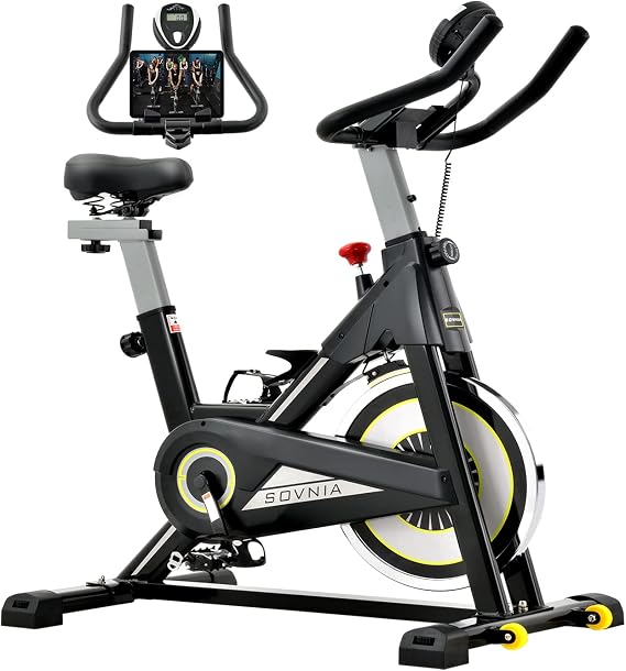 Exercise Bike, Sovnia Stationary Bikes, Indoor Cycling Bike with LCD Monitor and Comfortable Seat Cushion, 330 Lbs Weight Capacity