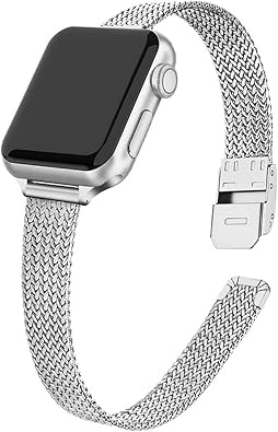 Slim Milanese Loop Band for Women Compatible with Smart Watch Band 38mm/40mm/41mm/42mm Lightweight Comfort Stainless Steel Magnetic Strap for iWatch Series 10/9/8/7/6/5/4/3/2/1/SE/Ultra