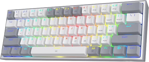Red Dragon K617 Gaming Keyboard 60% Wired Mechanical Keyboard 61 Keys Linear Red Axis Silent 16.8 Million Colors RGB Backlight Illuminated Keyboard with Software for Home Work/Office/Gaming, Windows XP/Vista/7/8/10