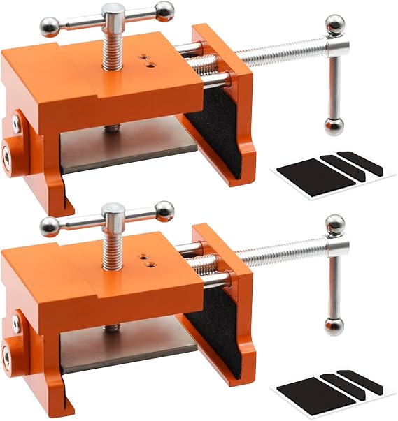 Cabinet Clamps, Cabinet Installation Clamps Easy to Operate Cabinetry Clamps Cabinet Face Frame Clamps Adjustable Cabinet Tools with Two Side Screws and Alignment Plate, 2 Packs, Orange