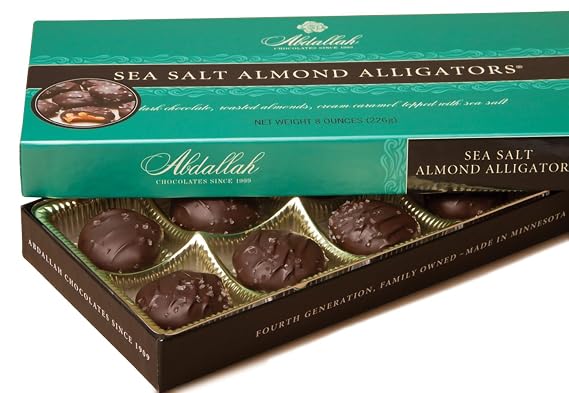 Dark Chocolate Sea Salt Almond Alligators, 8 oz. box