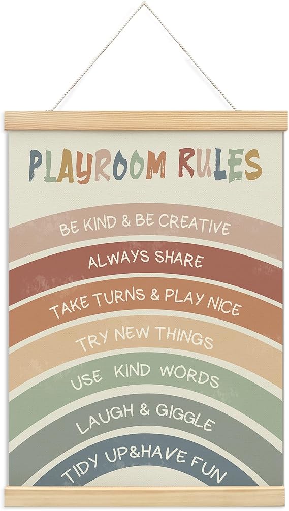 foedor Boho Rainbow Playroom Sign Toddler Nursery Wall Art, 12x16 Inch