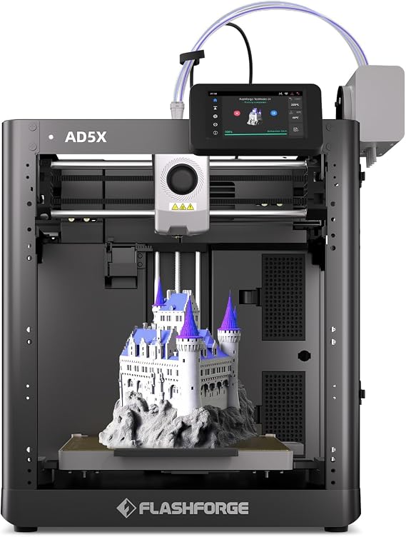 FLASHFORGE AD5X Multi-Color 3D Printer with IFS,Fully Auto Leveling FDM 3D Printer with Max 600mm/s High Speed Printing and Max 300C Nozzle,Large Printing Size 220 * 220 * 220mm