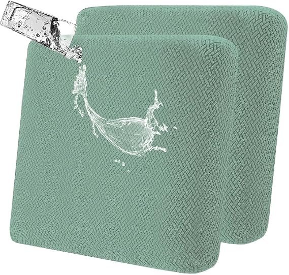 Waterproof Couch Cushion Covers - Soft Stretch Sofa Cushion Covers Couch Cover Washable, Individual Replacement Couch Seat Covers, Couch Sofa Cover Furniture Protector for Pets (Green, 2PC)