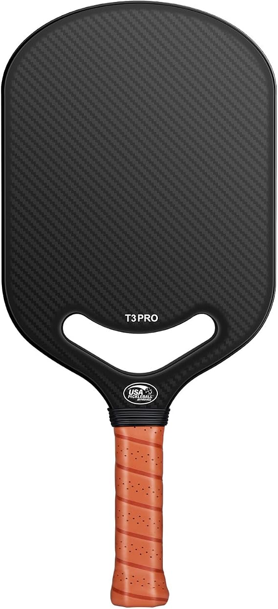 Carbon Fiber Pickleball Paddle with Aero Throat, USAPA Approved Pickleball Racket for Power & Control, Polymer Honeycomb Core, Textured Carbon Grit Surface, Pickle Ball Paddles