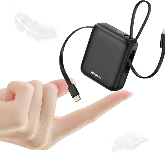 Hichain Small Portable Charger Mini Power Bank 10000mAh 22.5W Black