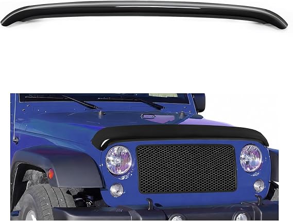 HECASA Hood Shield Compatible with 2007-2018 Jeep Wrangler JK PC Plastic Hood Bug Deflector Hood Protector Protection Smoke