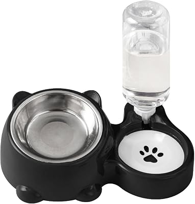 Pet Feeders and Water Dispenser,Removable Stainless Steel Bowl and Automatic Water Dispenser,Pet Feeder and Waterer,for Cats&Dogs