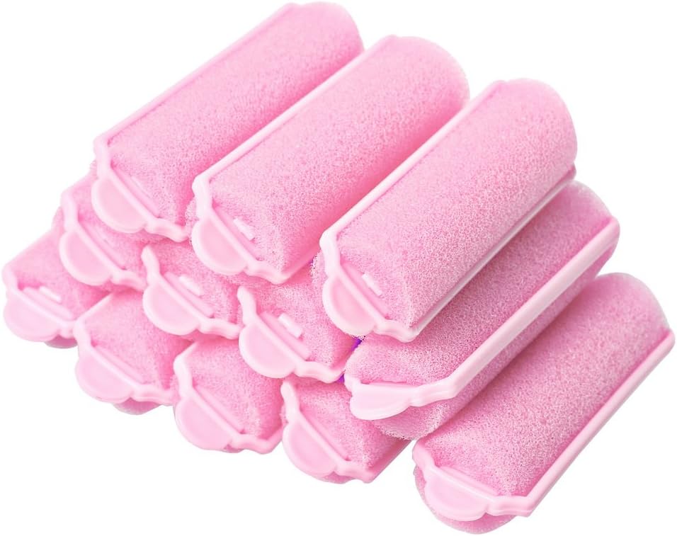 SUMAJU Soft Sponge Hair Rollers, 12pcs Pink DIY Curling Tool