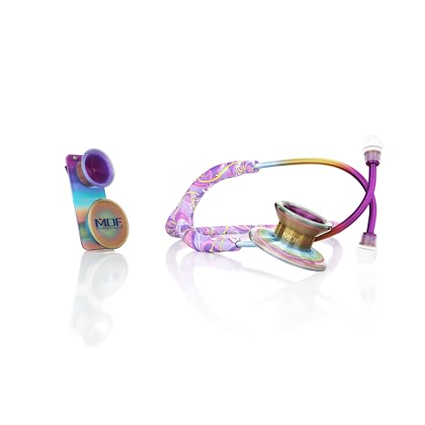 MDF Instruments Purpaisely Kaleidoscope MD One Epoch Lightweight Titanium Stethoscope + MDF Pediatric Attachment with Clip