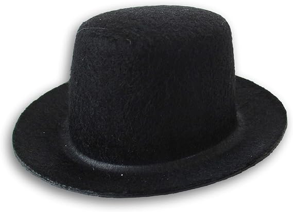 Miniature Felt Top Hat Decoration - Black - Very Small 3.75 Inches