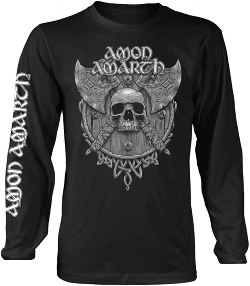 Amon Amarth Grey Skull Black Long Sleeve Shirt