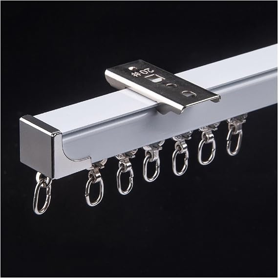 Ceiling Rail for 1 m - 6 m Curtain Rail Aluminium White Curtain Rail with Quiet Rollers Robust Curtain Rod for Room Divider (Color : Ceiling Mounted Size : 1.8 m (2 x 90 cm)