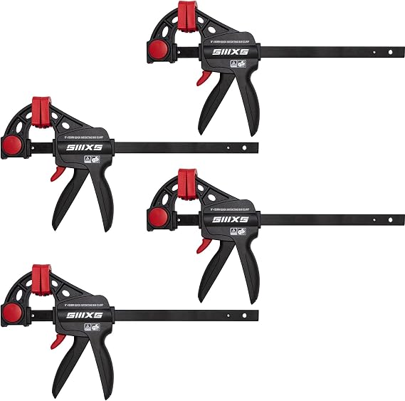 4-Pack 6" Bar Clamps for Woodworking Set with GS Certificate | One-Handed Wood Clamps/Spreader, Quick-Release F Clamps Set, 177 lbs Load Limit