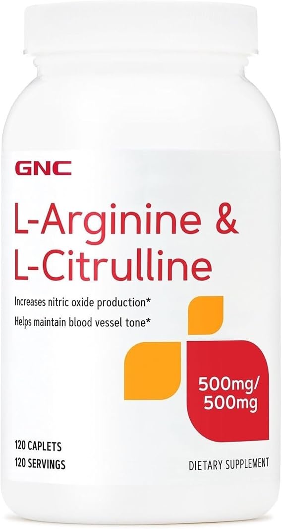 GNC L-Arginine + L-Citrulline 500mg, 120 Caplets, 120 Servings
