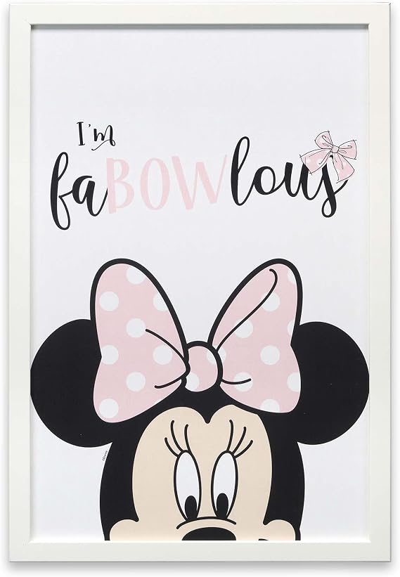 Disney Minnie Mouse I'm Fa-Bow-Lous Framed Wood Wall Decor - Adorable Minnie Mouse Picture for Bedroom or Play Room