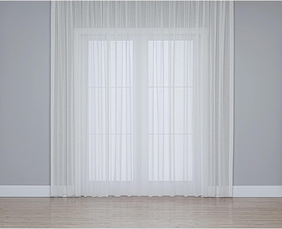 Gauze Fabric Design Linen Plus Tulle Curtain Ecru, 250 x 260
