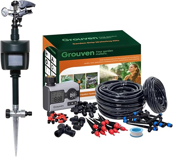 Motion Activated Sprinkler to Deter Animal&Drip Irrigation System with Water Timer