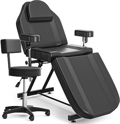 Facial Tattoo Chair for Client, Esthetician Lash Bed for Beauty Salon with Drafting Chair,Massage Table Multipurpose Comfortable Spa Bed for Tattoo, Artist, Waterproof Leather