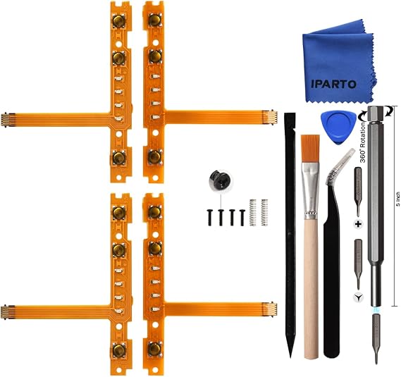 2 Pairs SL SR Left Right Button Key Flex Cable Replacement for Nintendo Switch/Switch OLED Joycon Flex Cable with Repair Tools Screws Springs