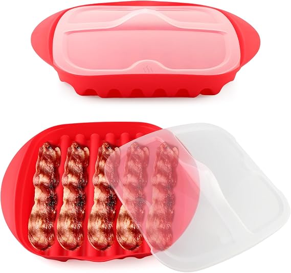 Microwave Bacon Tray, Splatter Proof Crisper Tray with Lid