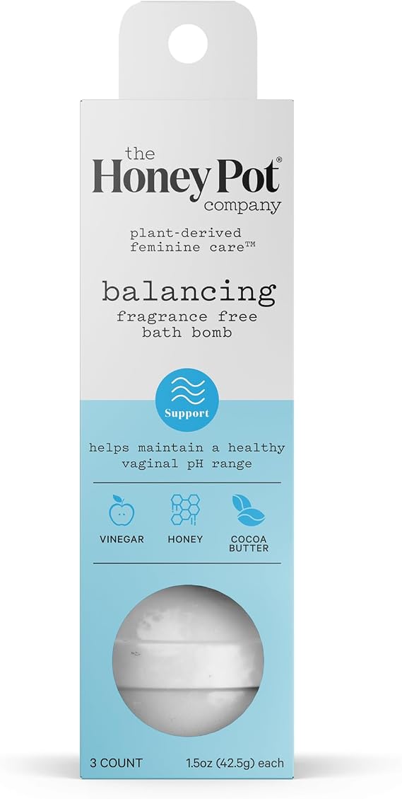 The Honey Pot Company - Balancing Fragrance Free Bath Bombs - pH Balancing, Refreshing and Hydrating - 3ct