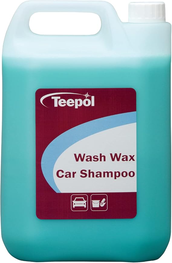 Teepol Wash & Wax Car Shampoo - High-Gloss Car Cleaning Products, Quick Rinse, Streak-Free Finish, Suitable for Hand Wash or Automatic Machines, 5L