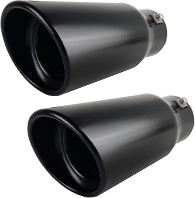 NETAMI Universal Exhaust Tip Stainless Steel Resonated Matte Black Bolt-on 2 Pack