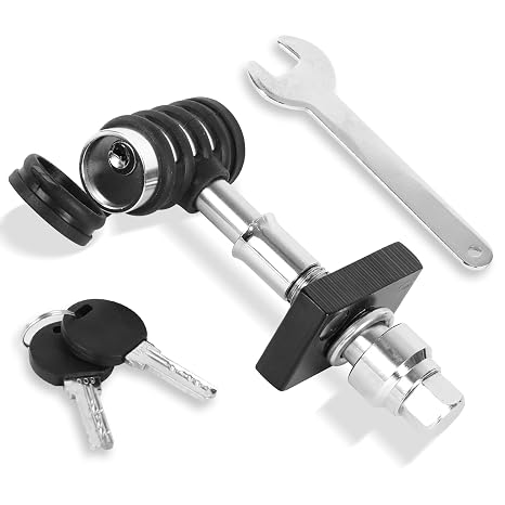 MaxxHaul Quiet 5/8" Hitch Locking Pin Set, Anti-Rattle Hitch Pin with 90 Swivel Lock, Fits Standard 2" x 2" Hitch Receivers, 2-5/8" Usable Span, Chrome Finish (50174)