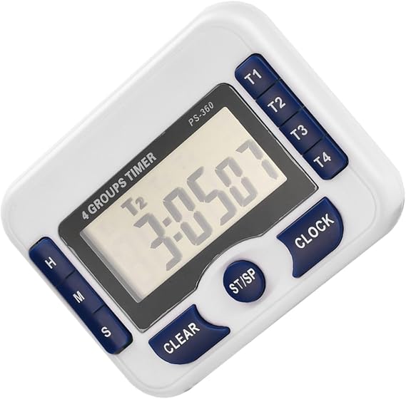 MAGICLULU Digital Kitchen Timer 4-Channel LED Display Small Electronic Cooking Timer Plastic Housing for Baking and Kitchen Use