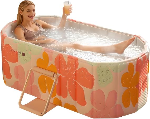 jessie 47" Portable Bath Tubs Adult, Foldable Bathtub, Hot & Cold Plunge Tub Ice Bath Tub fo Home Indoor & Outdoor Showers