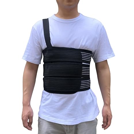 Rib Belt Chest Binder for Broken Injury Ribs, Elastic Rib Brace Compression Support to Reduce Rib Cage Pain, Fractured, Dislocated and Post-Surgery Ribs (L (33" to 43"))