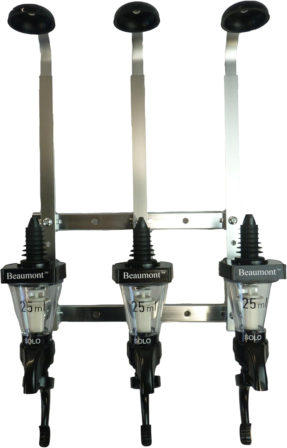 Wall 3 Bottle Rack (70cl / 1L) with 3 x Professional Measures, Home Bar, Bar Optics Set (3 x 25ml Professional Measures)