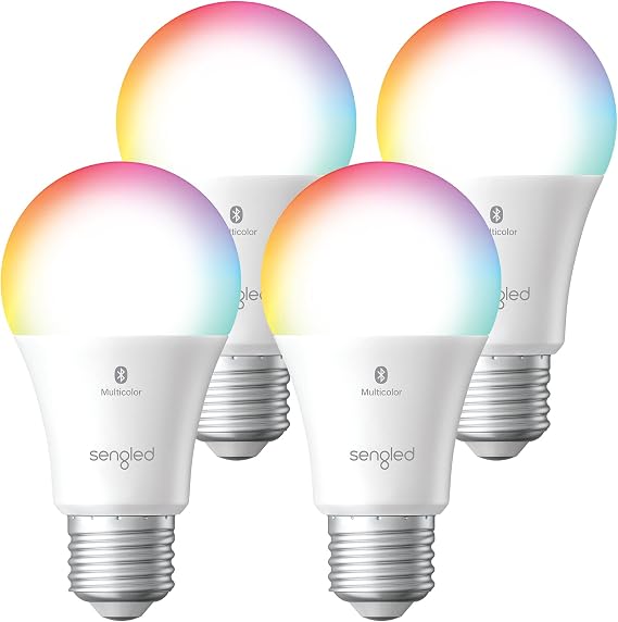 Sengled Alexa Light Bulb, 100 Watt Equivalent Bluetooth Mesh Color Changing Light Bulb, Smart Bulbs that Work with Alexa Only, Dimmable A19 E26 RGB Light Bulbs 1500LM, CRI>90, No Hub Required, 4 Pack