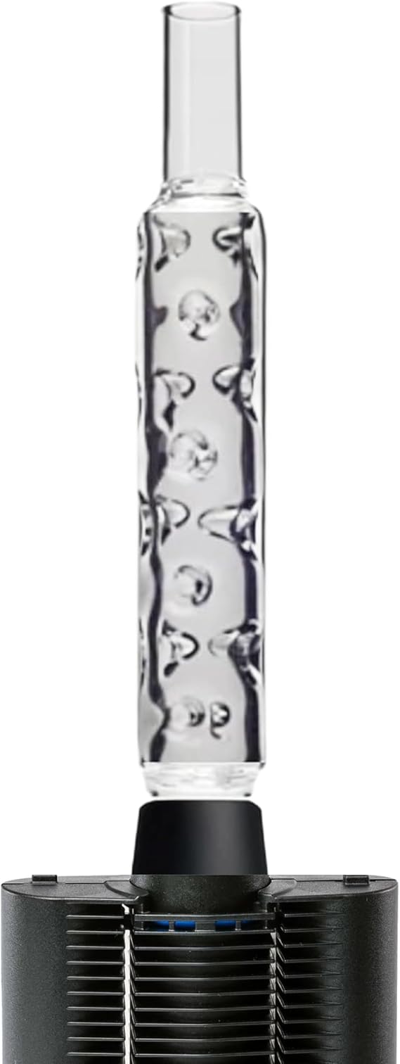 3D Glass Dimpled Cooling Stem for Mighty, Crafty and Mighty Plus Mouthpiece - Long Glass Replacement Accessories with Silicone Attachment and Stainless Steel Screen