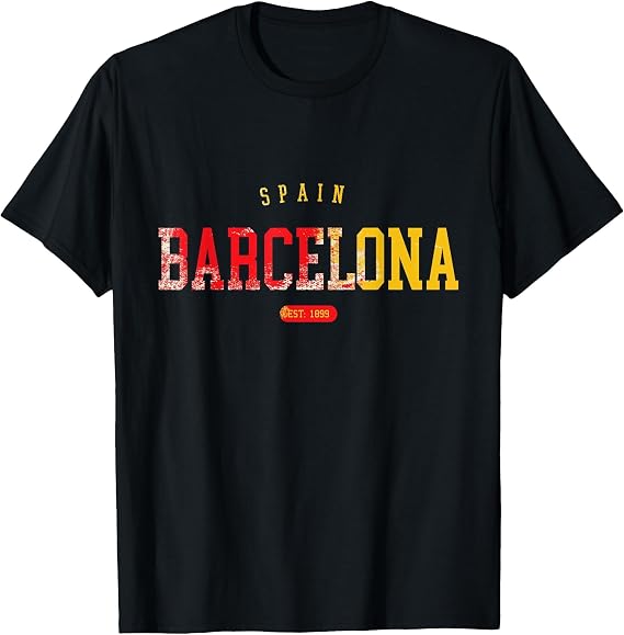 Vintage Barcelona Spain Athletic Sport Varsity Style T-Shirt