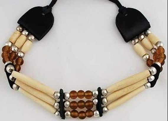 AzureGreen JCB032 Brown Beaded Bone Choker