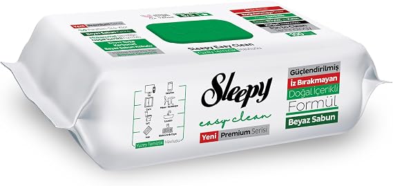 Sleepy Easy Clean Premium Beyaz Sabun Katkılı Yüzey Temizlik Havlusu Mendili 100 Yaprak