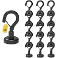Ant Mag Black Magnetic Hooks Heavy Duty with Snap 22lbs Strong Magnet Hooks Great Hanging for Refrigerator, Cruise Cabin, Grill, Wreath,Kitchen,Office 16 Pack
