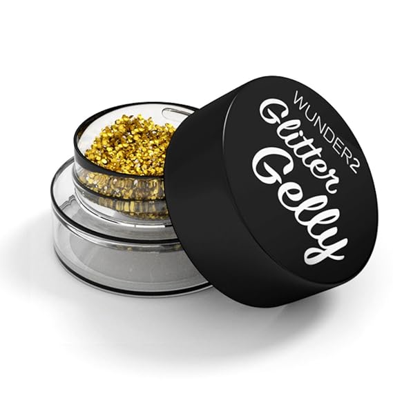 WUNDERBROW GLITTER GELLY Long Lasting Glitter Gel - Face, Eye and Body Glitter Makeup, 24 Karat Color