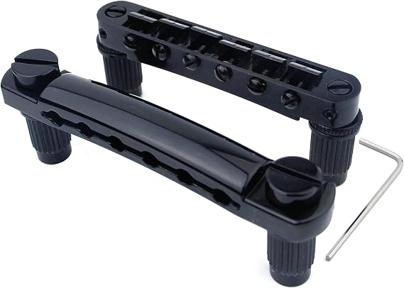 Guyker Guitar Tune-O-Matic Bridge and Stop Bar Tailpiece Combo with Anchors and Studs Replacement Compatible with LP SG EPI 6 String Electric Guitar Black