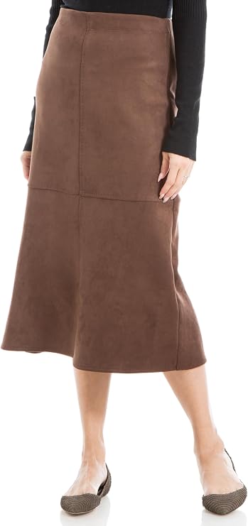 Max Studio Women's Faux Suede A-line Midi Skirt