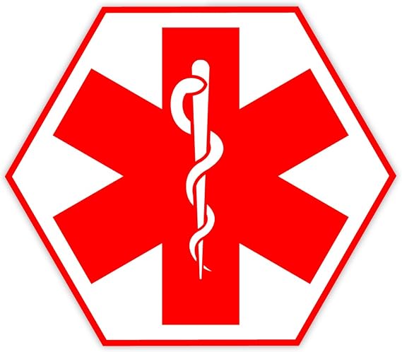 Medical Alert Symbol sticker decal 5" x 4"