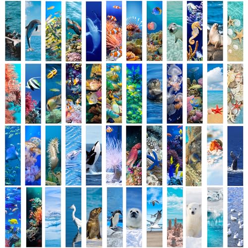 200 PCS Ocean Animal Bulk Bookmarks for Kids, Adults, 50 Cute Designs Sea Animals Double Sided, Reading Gifts for Students, Book Lovers & Teachers5.9 x 1.6