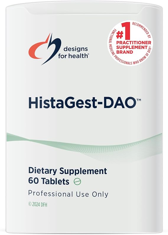 Designs for Health HistaGest-DAO - Diamine Oxidase DAO Enzyme to Support Digestion of Histamine-Containing Foods - 20,000 HDU DAO Diamine Oxidase Enzymes (60 Gastro-Resistant Tablets)